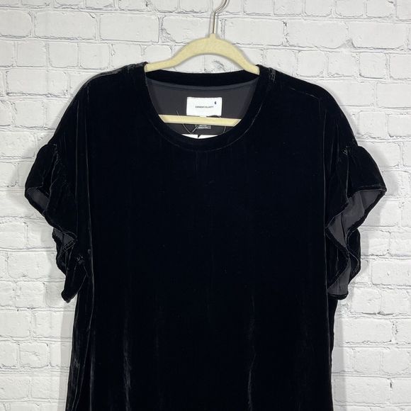 Current Elliot Shirt Dress Women Small The Velvet Janie Black Mini Silk Party - Picture 5 of 16
